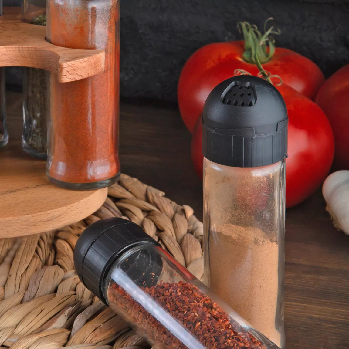 Gewürzregal mit Streudosen - 6er Set