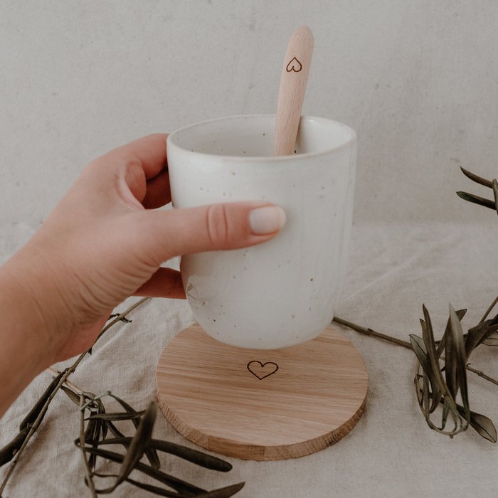 Untersetzer aus Eiche "Herz"