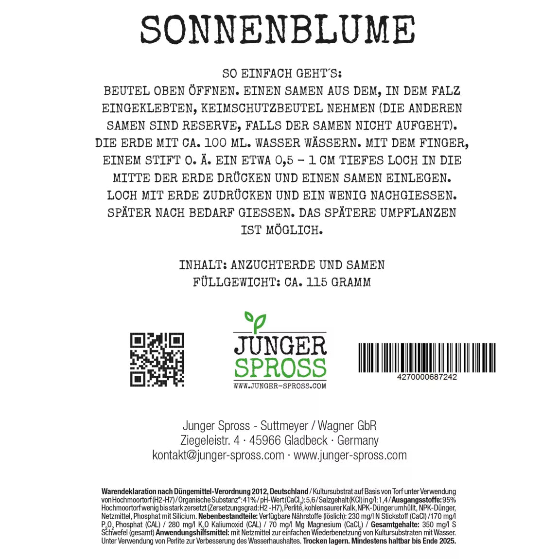 Für die beste Mutter der Welt (Sonnenblume Anzuchtset)