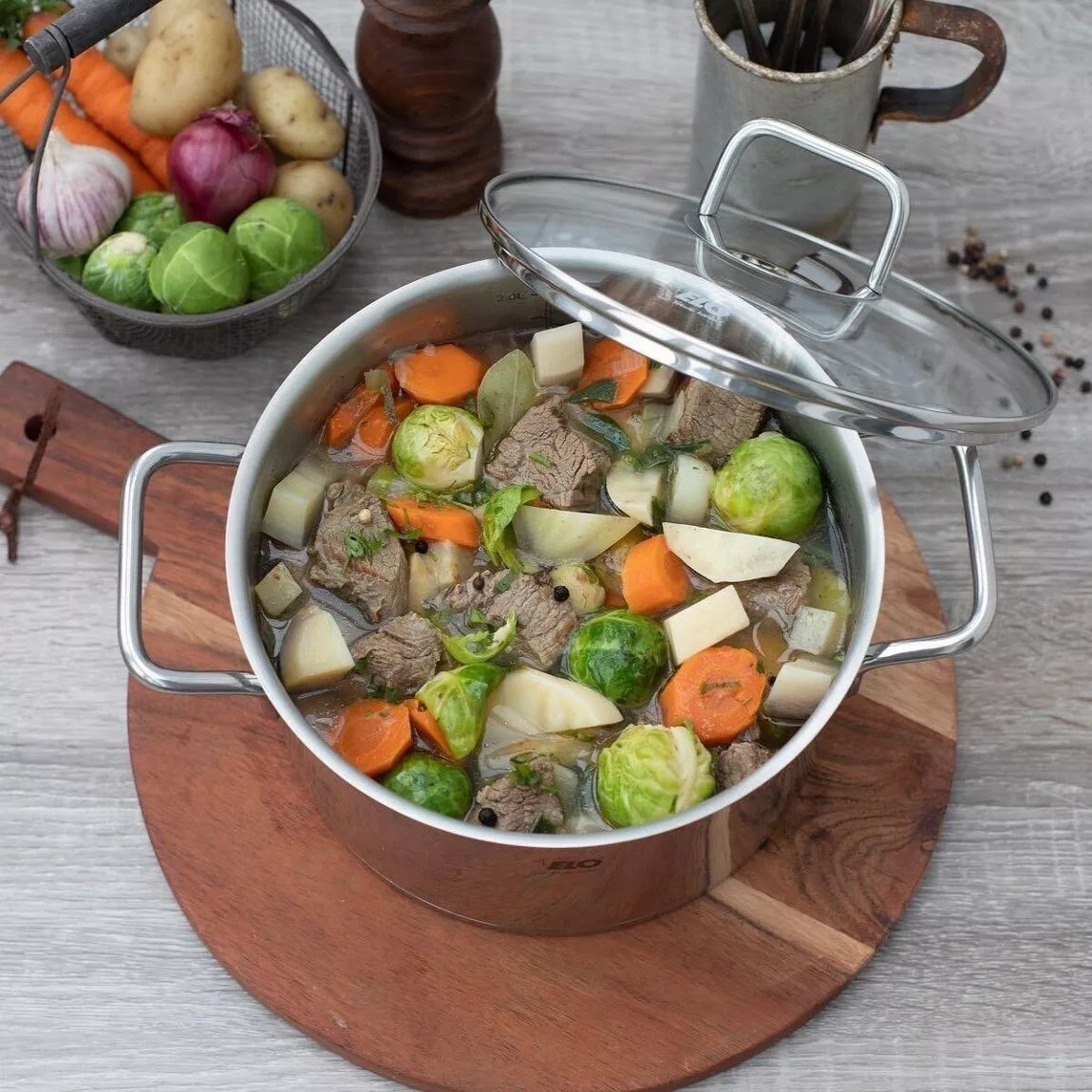 Edelstahltopf mit Glasdeckel 16 cm Elo Citrin