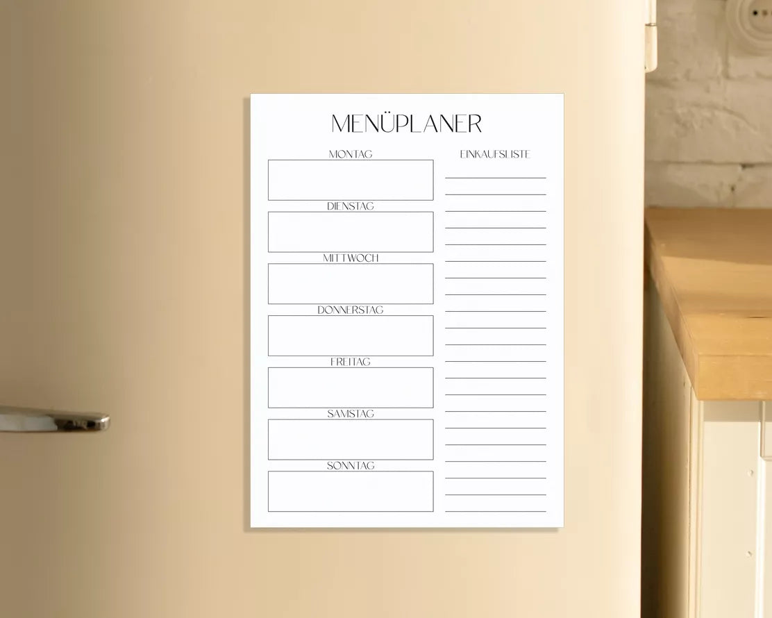 Magnetischer Menüplaner DIN A5 – wiederverwendbar, abwischbar