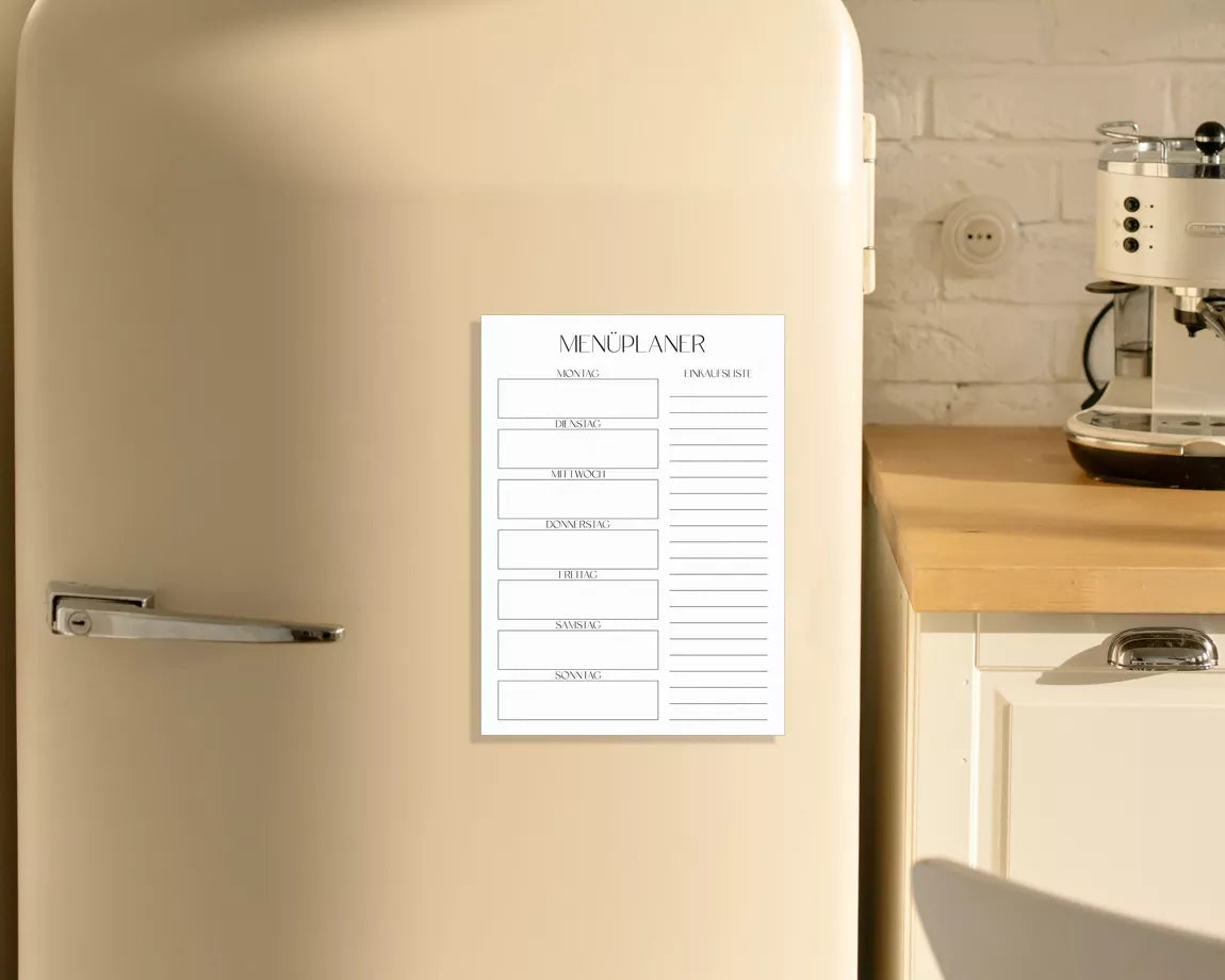 Magnetischer Menüplaner DIN A5 – wiederverwendbar, abwischbar
