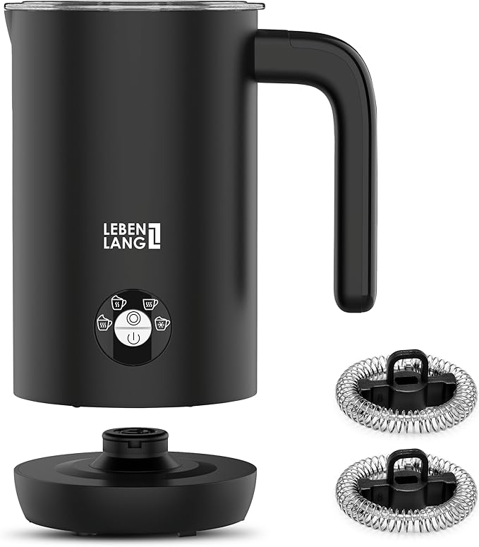 LEBENLANG Elektrischer Milchaufschäumer – perfekter Milchschaum auf Knopfdruck