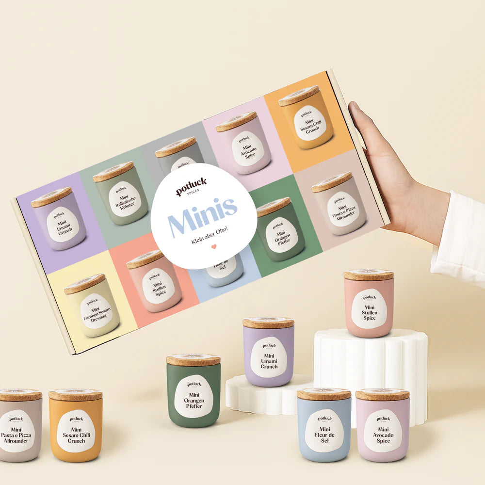 Potluck 10er Gewürz Mini Set – All Colours (Keramik-Töpfe)