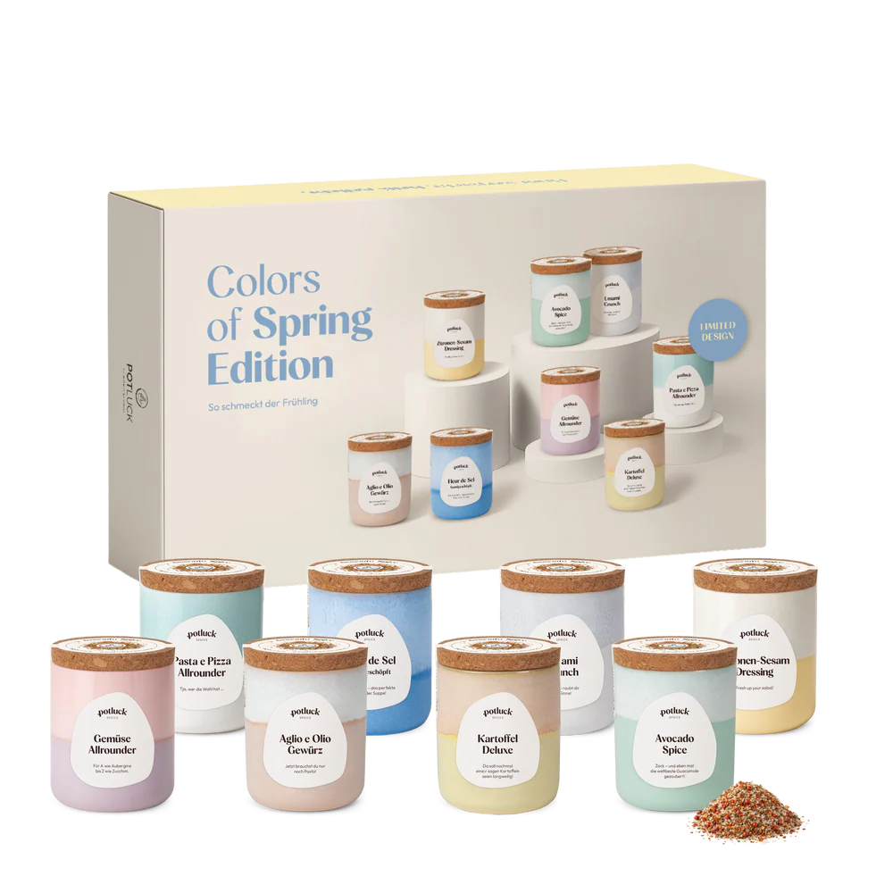 Potluck Colors of Spring – 8er Gewürz-Set | Exklusive Geschenkbox für Feinschmecker