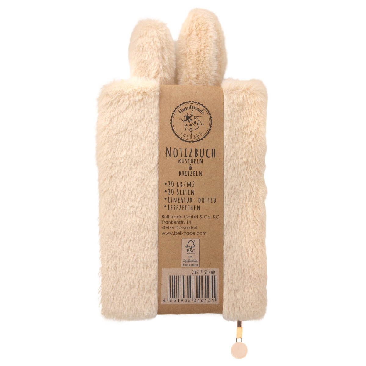 Plüsch Notizbuch „Hase Hoppy“ – Beige