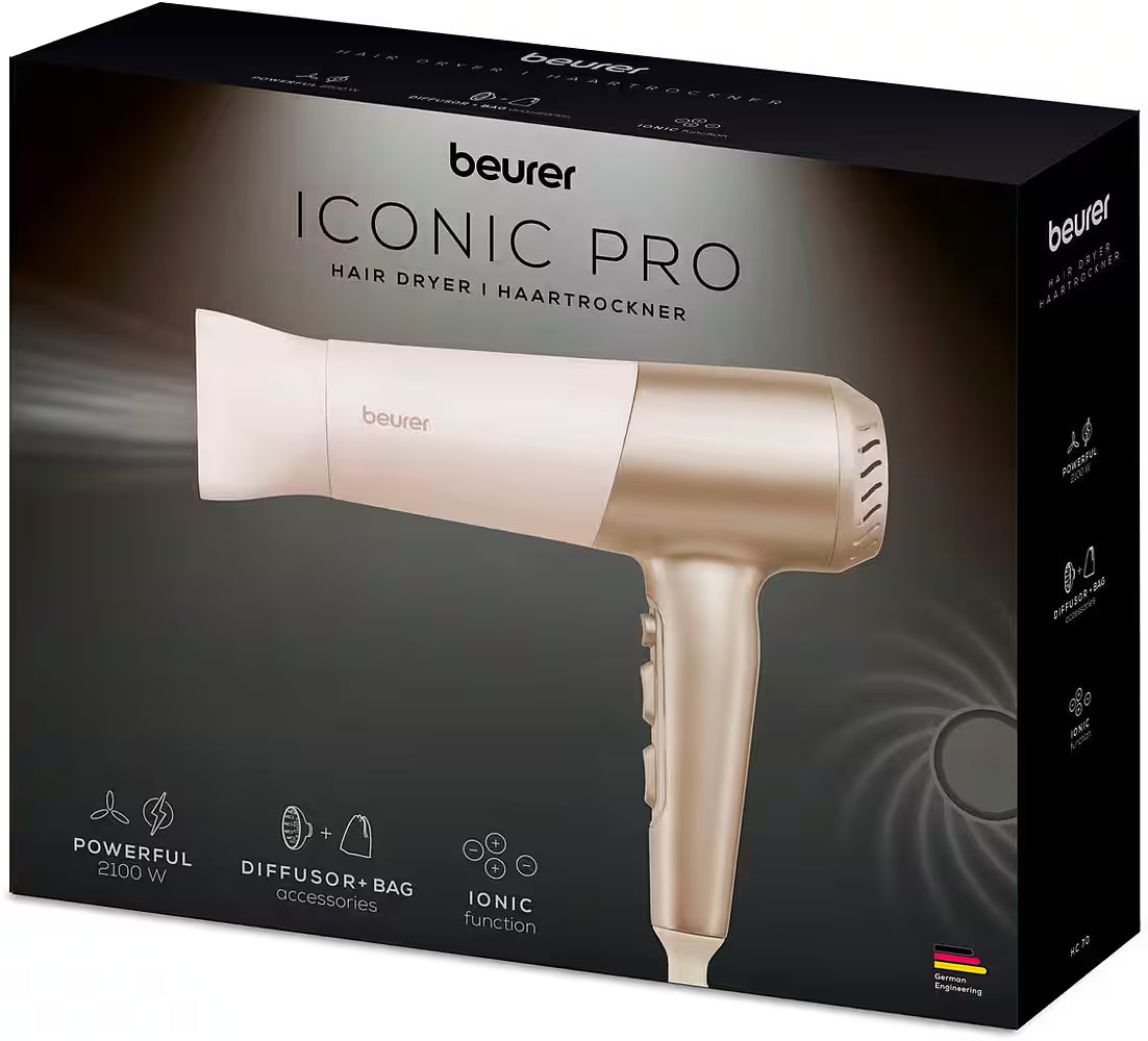 BEURER - Ionic-Haartrockner HC 70, Haartrockner mit Ionenfunktion, mit Leistungsstarkem DC-Motor