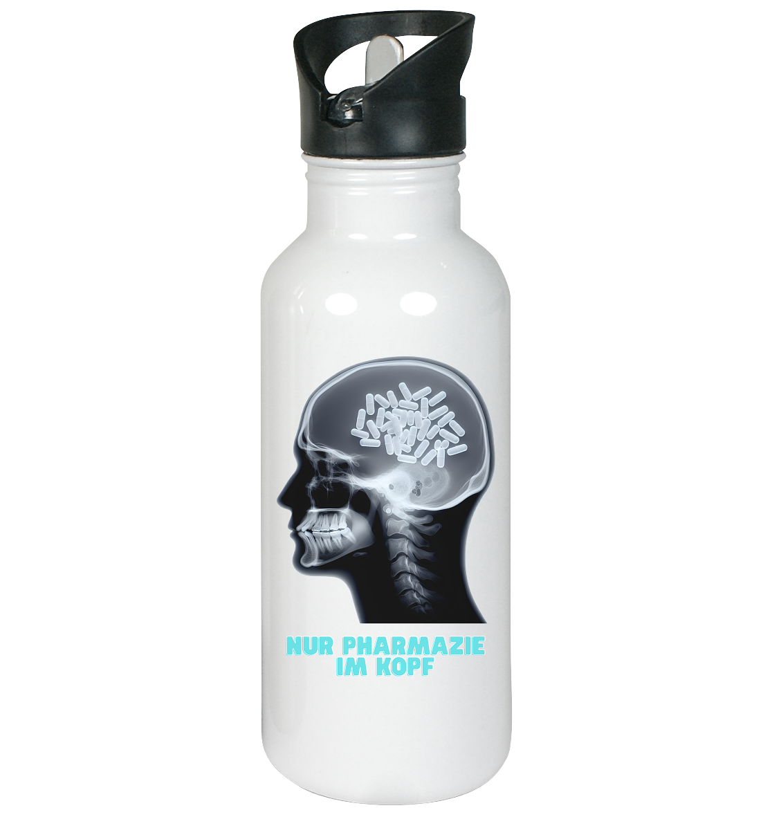 Nur Pharmazie im Kopf - Edelstahl-Trinkflasche