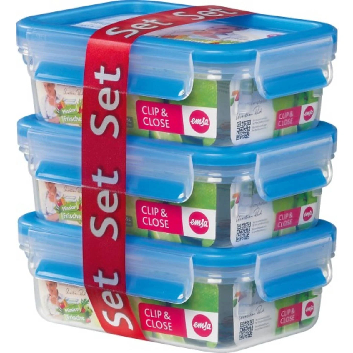 Emsa Food Clip&Close transp./blau 3er Pack 0,55L