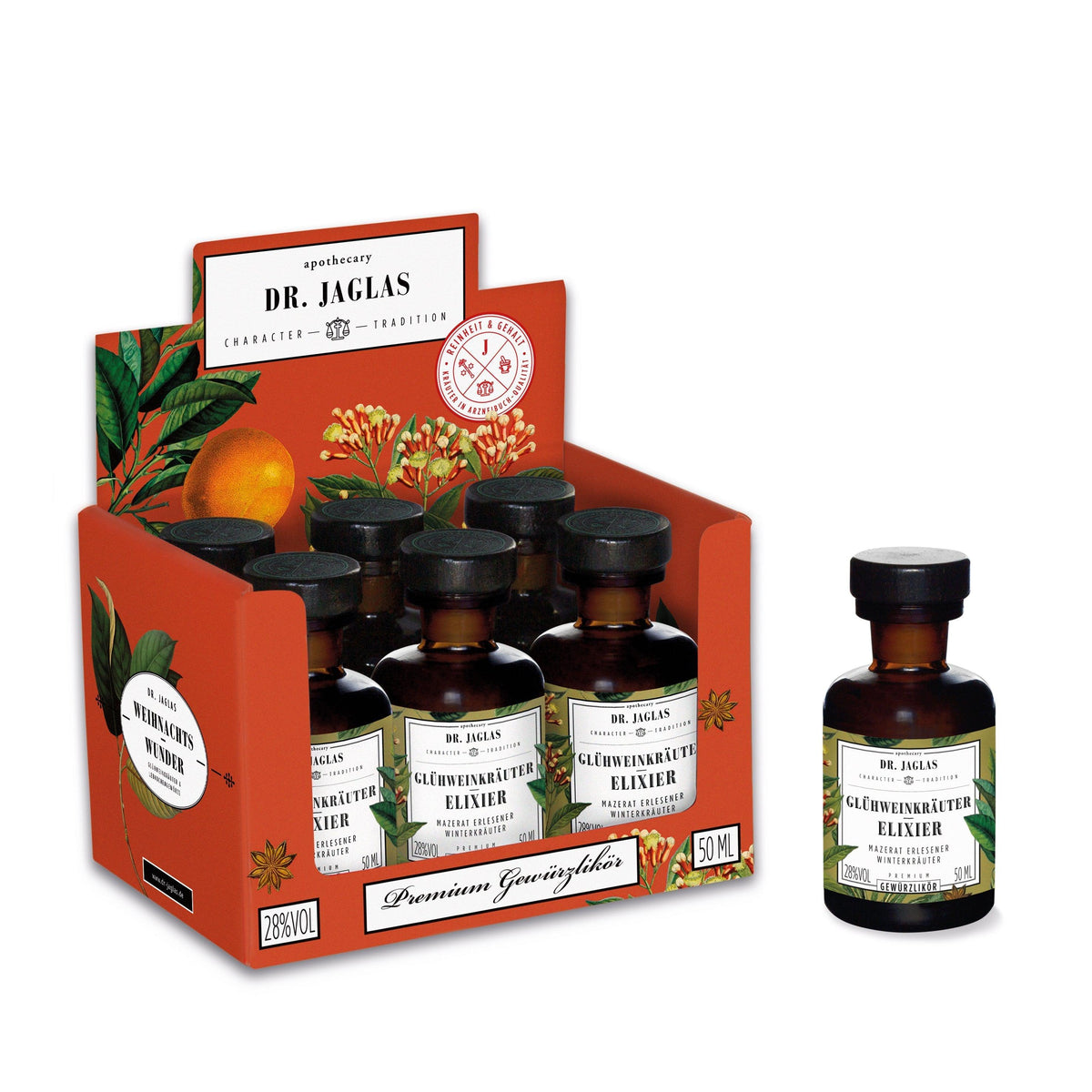 Glühweinkräuter-Elixier Set 6 x 50 ml - Gewürzlikör-Liköre & Spirituosen-Dr. Jaglas-LAPONDO