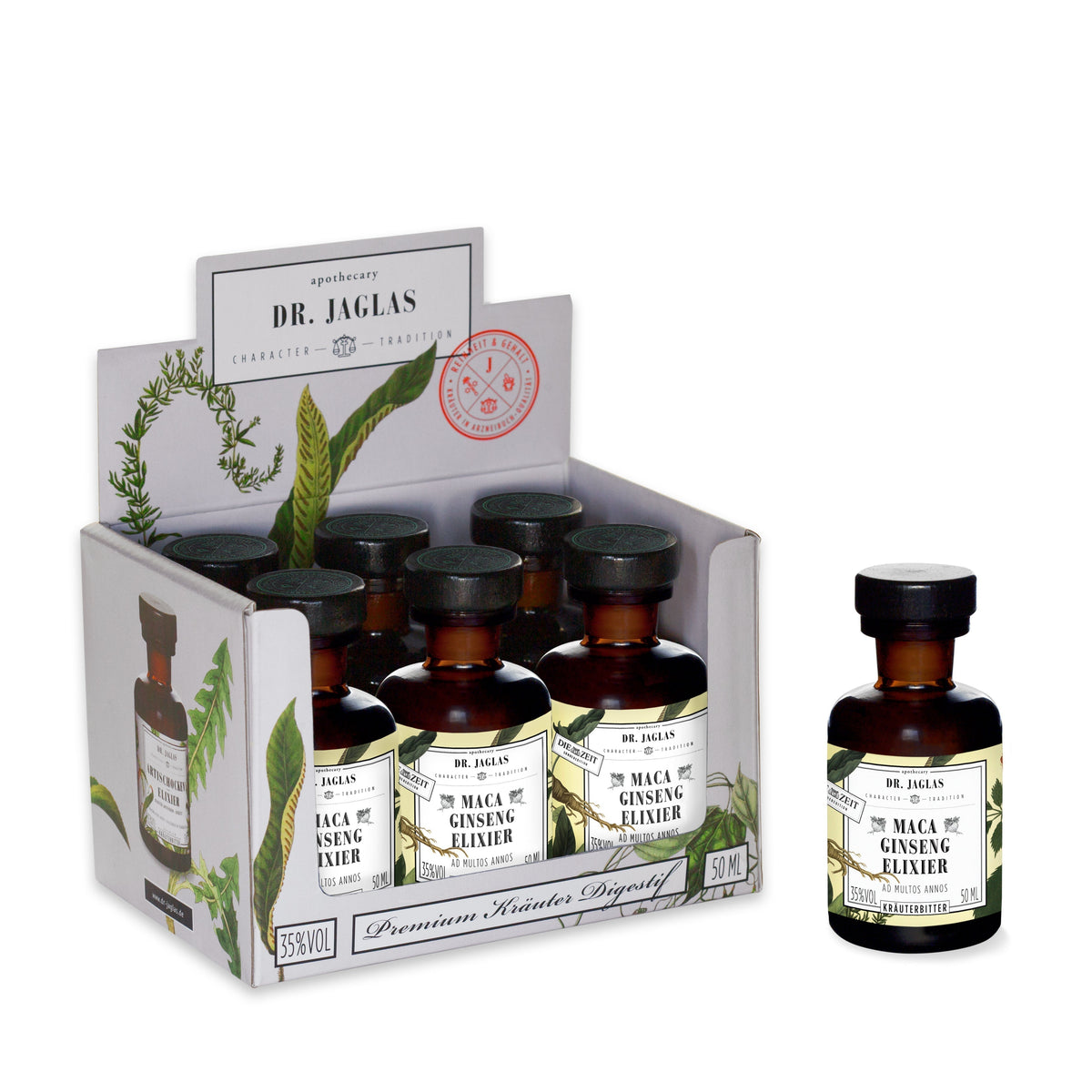 Maca Ginseng-Elixier Set 6 x 50 ml - Kräuterlikör-Gin-Dr. Jaglas-LAPONDO