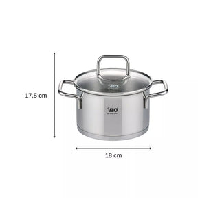 Edelstahltopf mit Glasdeckel 16 cm Elo Citrin