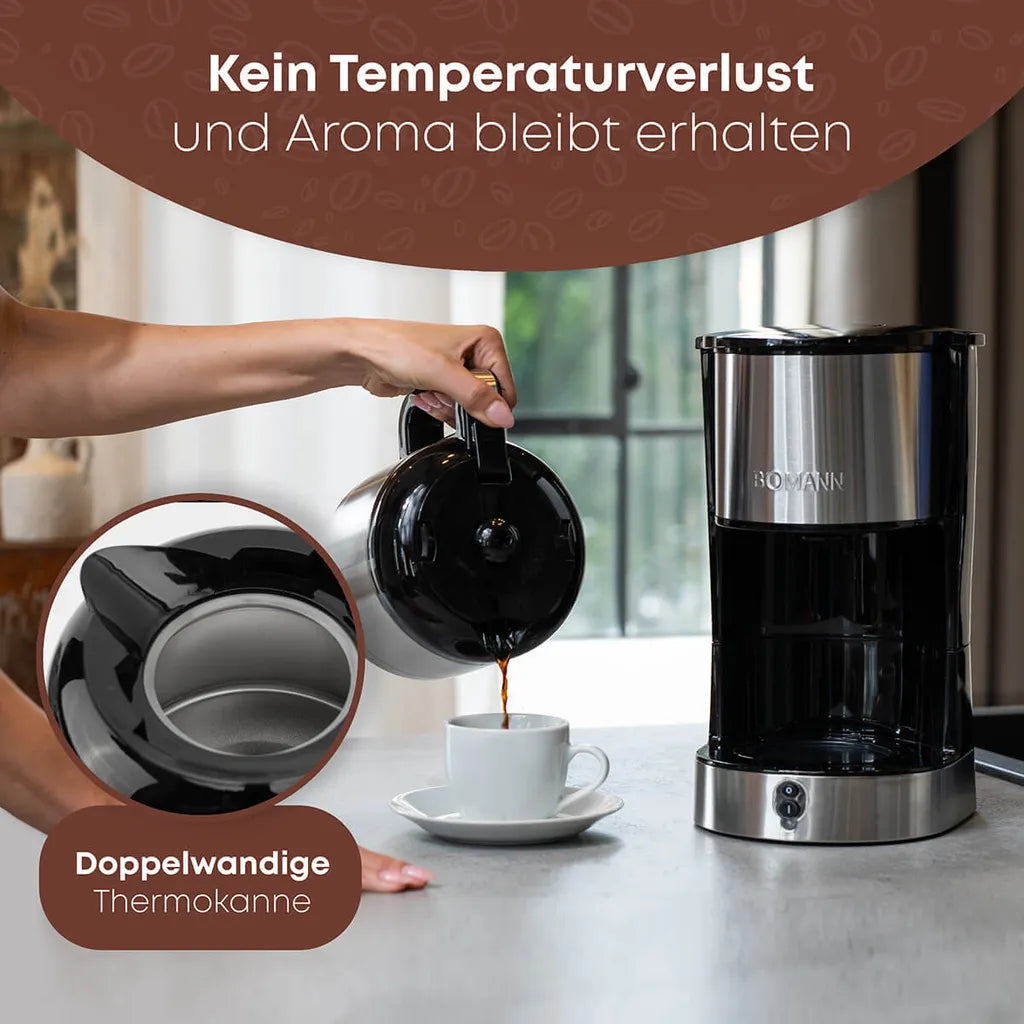 Bomann Kaffeemaschine mit Thermoskanne für 8–10 Tassen Kaffee