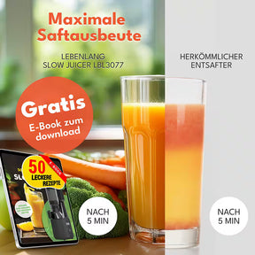 LEBENLANG Slow Juicer Entsafter – Kaltpress Entsafter mit 250W, 130 mm Einfüllöffnung & BPA-frei