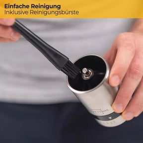Handkaffeemühle Edelstahl & Glas mit Kegelmahlwerk – 6 Mahlgrade Kaffeemühle manuell