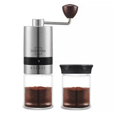 Handkaffeemühle Edelstahl & Glas mit Kegelmahlwerk – 6 Mahlgrade Kaffeemühle manuell