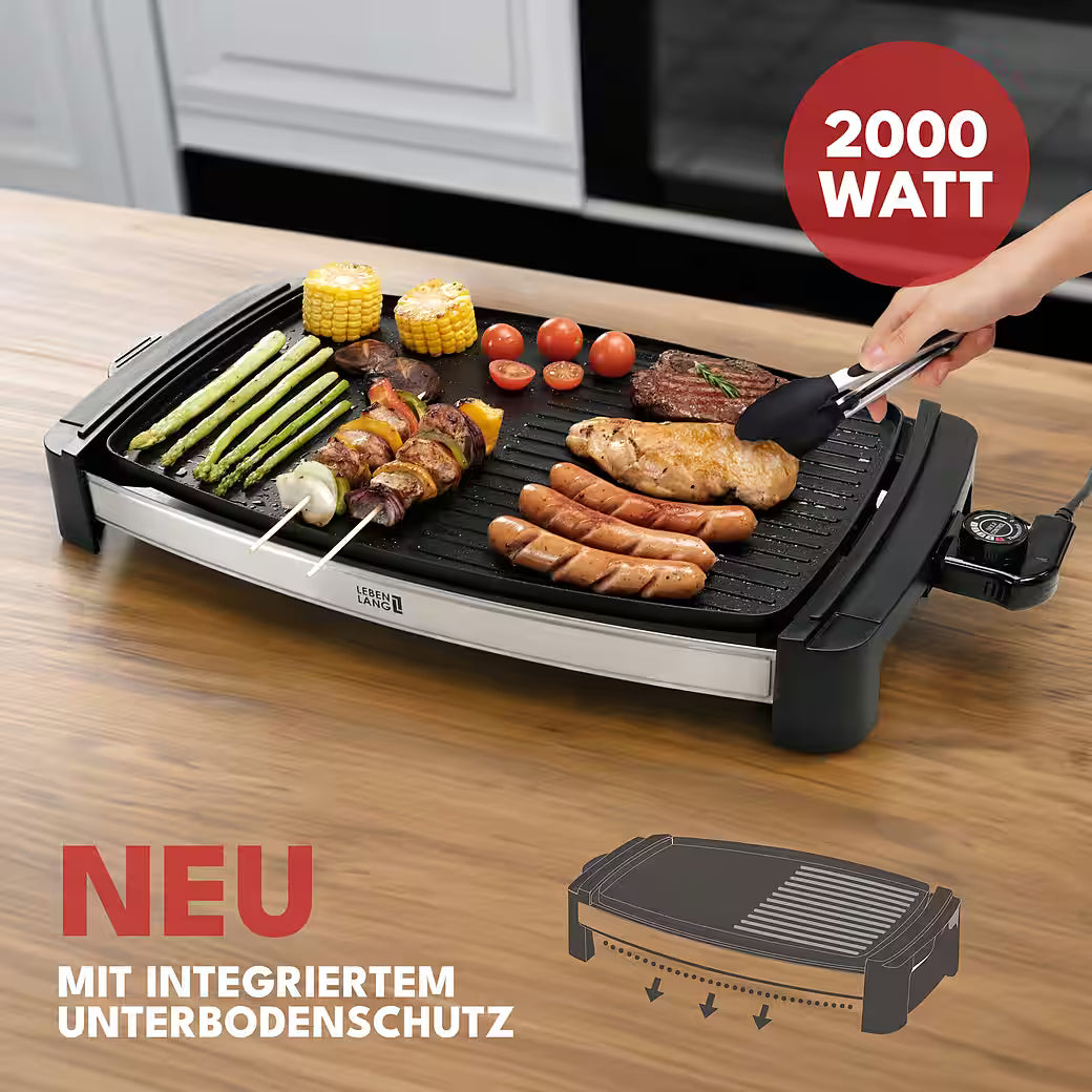 LEBENLANG Elektrischer Tischgrill 2000W – für Balkon & Zuhause