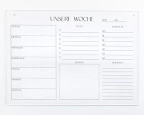 Wochenplaner Acryl DIN A4 – abwischbarer Wandplaner ohne Stift | To-Do-Liste, Menüplan & Einkaufsliste | Wandkalender aus Acrylglas
