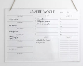 Wochenplaner A3 Acryl ohne Stift | Wandplaner für die Woche abwischbar | Wandkalender | To Do Liste | Menüplaner | Wochenübersicht | Acrylglas
