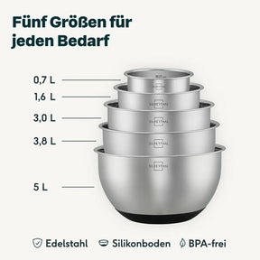 SILBERTHAL Edelstahlschüsseln mit Deckel – 5er Set