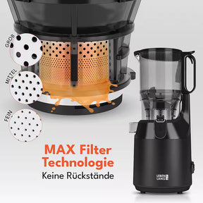 LEBENLANG Slow Juicer Entsafter – Kaltpress Entsafter mit 250W, 130 mm Einfüllöffnung & BPA-frei