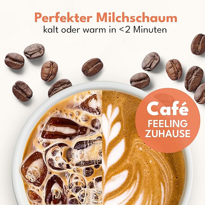 LEBENLANG Elektrischer Milchaufschäumer – perfekter Milchschaum auf Knopfdruck