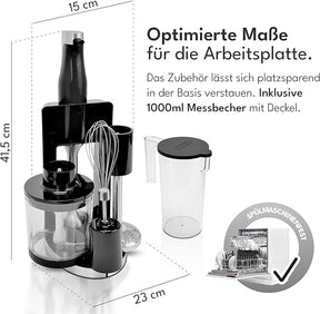 LEBENLANG Premium Line – 5in1 Stabmixer-Set mit Standhalterung