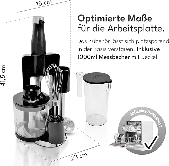 LEBENLANG Premium Line – 5in1 Stabmixer-Set mit Standhalterung