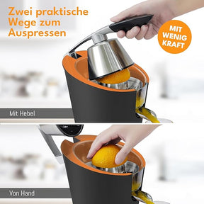 LEBENLANG Edelstahl Zitruspresse 600W – Kraftvoll, Leise & Sauber