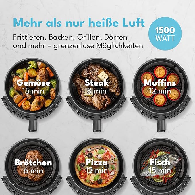 LEBENLANG 5 l Heißluftfritteuse – Gesund & Knusprig Kochen