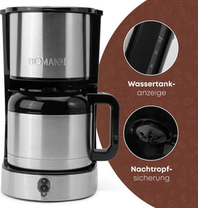 Bomann Kaffeemaschine mit Thermoskanne für 8–10 Tassen Kaffee