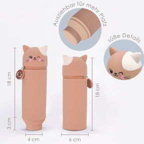 Tiermäppchen Silikon „Miezy“ – Katzen Federmäppchen für Schule und Alltag