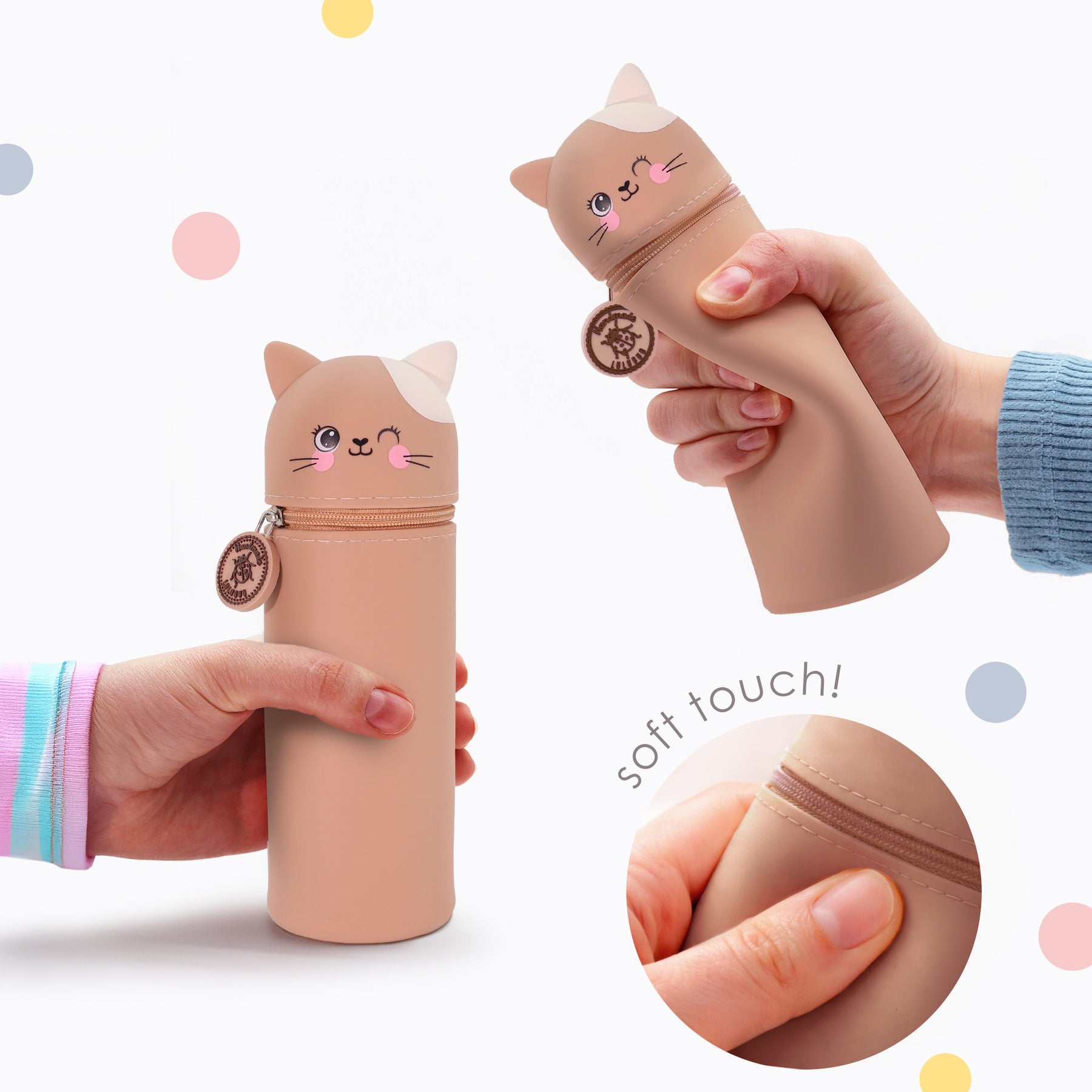 Tiermäppchen Silikon „Miezy“ – Katzen Federmäppchen für Schule und Alltag