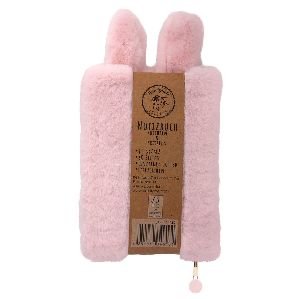 Plüsch Notizbuch „Hase Hoppy“ – Rosé