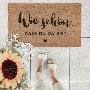 Kokos Fußmatte "Wie Schön, dass du da bist"