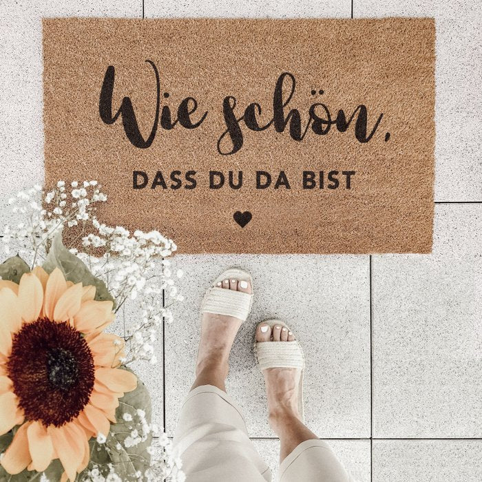 Kokos Fußmatte "Wie Schön, dass du da bist"