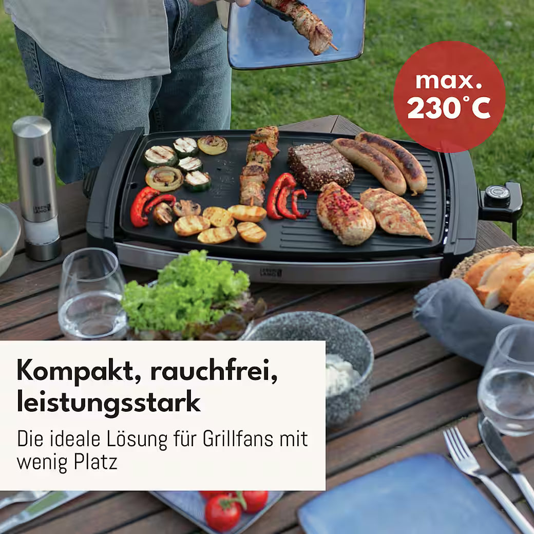 LEBENLANG Elektrischer Tischgrill 2000W – für Balkon & Zuhause