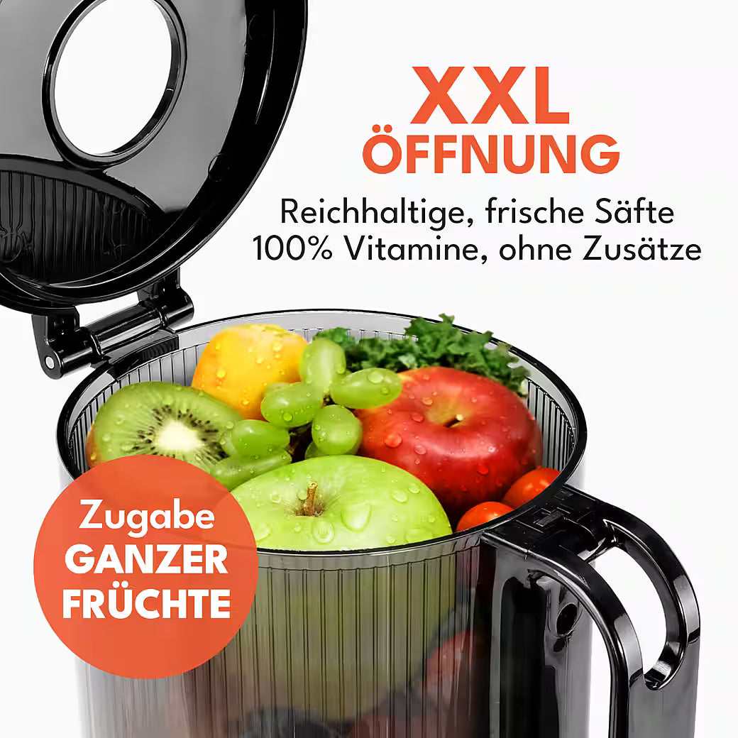 LEBENLANG Slow Juicer Entsafter – Kaltpress Entsafter mit 250W, 130 mm Einfüllöffnung & BPA-frei