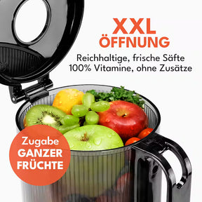 LEBENLANG Slow Juicer Entsafter – Kaltpress Entsafter mit 250W, 130 mm Einfüllöffnung & BPA-frei