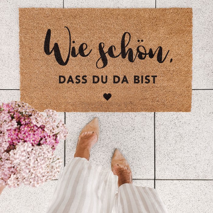 Kokos Fußmatte "Wie Schön, dass du da bist"