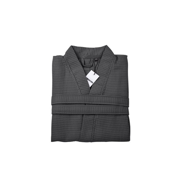 Grauer Bademantel aus 100 % Baumwolle / Größen: L/XL