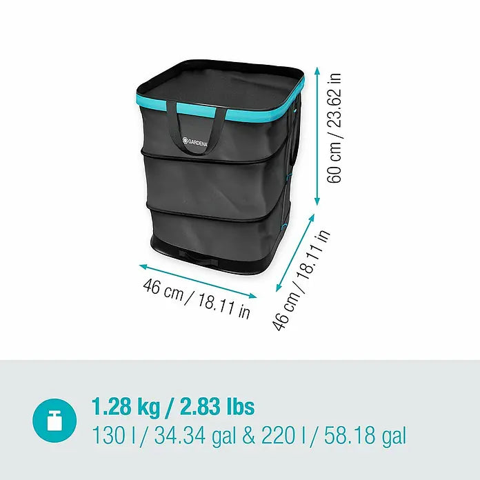 GARDENA Gartenabfallsack PopUp rechteckig Größe M – Faltbarer Gartensack bis 130 l