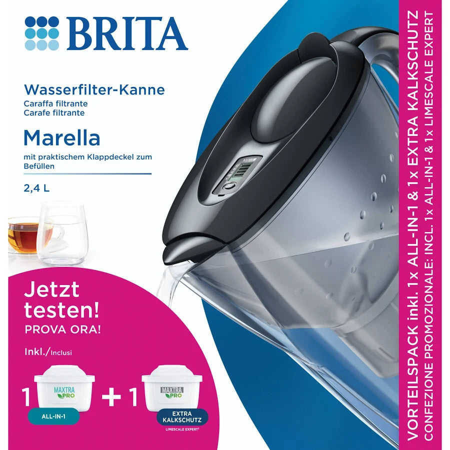 Brita Marella schwarz inkl. 1x ALL-in-1, 1x Extra Kalk