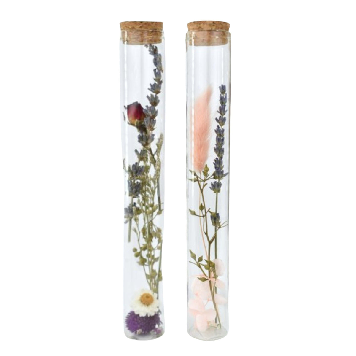 Trockenblumen-Set "Romance" im Reagenzglas mit Korken 20 cm-Trockenblumen-Natuurlijk Bloemen-LAPONDO