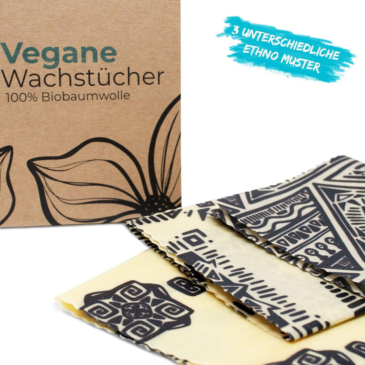 Wachstücher 3er Set - vegane & plastikfreie Tücher aus dem Allgäu-Wachspapier-Chinchilla-LAPONDO