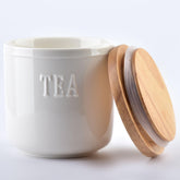 Weißer Porzellan Teebehälter mit Holzdeckel-Teebehälter-Mondex-LAPONDO